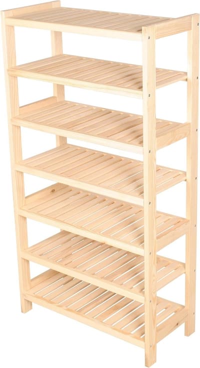 Houten Stellingkast - Opbergrek Hout - Ruimte Ordenen - Massief Grenenhout - 133 cm Hoog - Onbehandeld