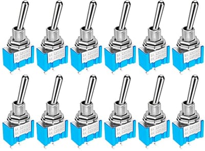 12 Delige Mini Tuimelschakelaar Set - SPST Aan/Uit Schakelaars voor Elektronische Apparatuur