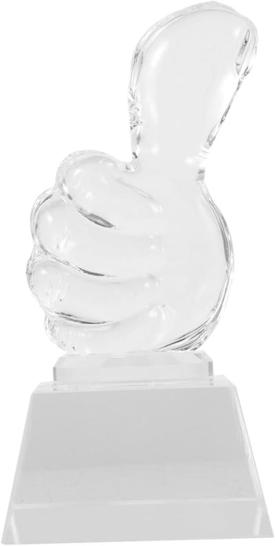 Kristallen Trofee Beker - Award Kampioen - Wedstrijd Prijsuitreiking - Duurzaam Kristal Materiaal - 14x7cm - Wit