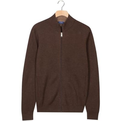 Baileys Vest Cardigan Zip Cotton Cashmere Dark Brown / male