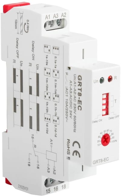 Dailygoody - Tijdrelais - Vertraging relais - Automatisch - 230V - Schakelvertraging - GRT8-EC - Geschikt voor diverse toepassingen - China