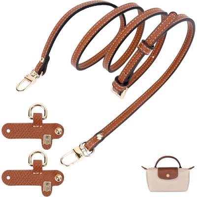 GELLDG Verstelbare schouderband geschikt voor Longchamp Mini-tassen - Ontwerp zonder gesp - Universeel - Geen gaten boren nodig - Bruin - Praktisch en duurzaam - Geschikt voor alle gelegenheden