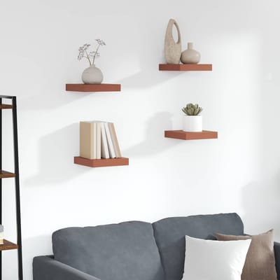 vidaXL - Wandplank - 4 - st - Rood - 23 - x - 23,5 - x - 3,8 - cm - Bewerkt - hout
