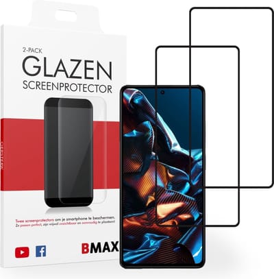 2-pack BMAX geschikt voor Xiaomi POCO X5 Pro Screenprotector - Full Cover gehard glas - Apple screenprotectors - Telefoonaccessoires - Telefonie & Accessoires - Beschermglas - Glas screenprotectors - Zwart