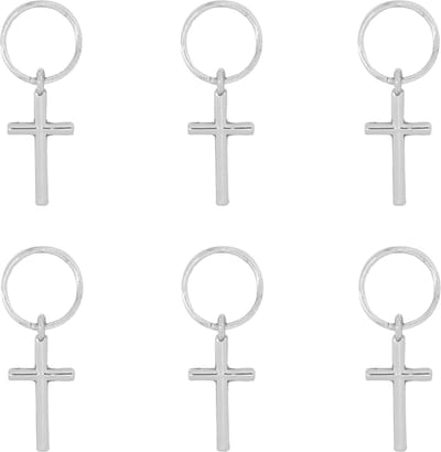 Haarsoires Haarspeld haarringen 1,5cm - Bedel Kruis - Zilver - Set van 6 - Vlechtringen - Ringen voor Haar Vlechten - Hair Rings