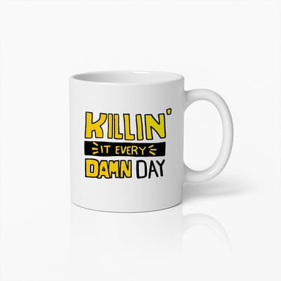 330ml Motiverende Koffiemok – "Killin' It Every Damn Day" Inspirerende Keramische Beker voor Dagelijkse Boost