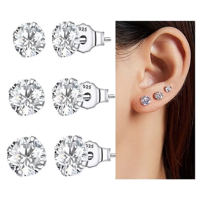 Romystones - Oorbellen set 3 Paar - Sieraden Zilver - 925 Sterling - Vrouwen - Romystones