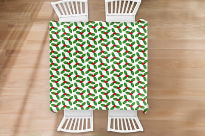 Kerst Tafelkleed - Kerstmis Decoratie - Tafellaken - Patronen - Kerstmis - Maretak - 150x150 cm - Kerstmis Versiering - Tafeldecoratie Kerstmis - Kerstdecoratie tafel - Tafelversiering