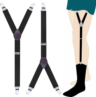 Fako Fashion - Overhemd Bretels Set - Elastische Shirt Stays Garters - Y-stijl - Zwart Gestipt
