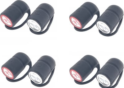 4x Fietslampen set waterdicht voorlicht en achterlicht - silicone / waterdicht - inclusief 4x knoopcelbatterij