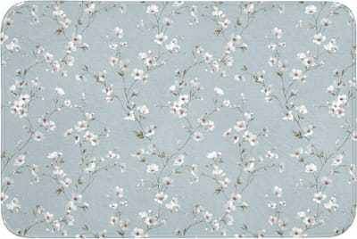 Badmat 90x60 cm - Antislip - Klassiek - Bloemen - Blauw - Badmatten voor badkamer - Badkamermat - Douchemat - Badkamer mat