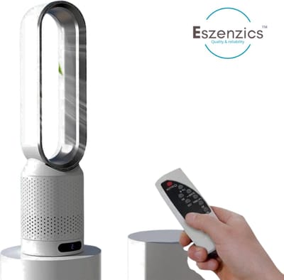 Eszenzics™ Ventilator Blade7 - Energiezuinig - 5W USB - Afstandsbediening - Timer - Luchtzuivering - 8 snelheden -58 cm - 90° Oscillatie - Veilig en duurzaam - Wit/grijs