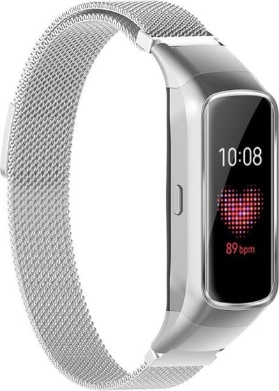 By Qubix - smartwatch bandje - Compatible Samsung bandje - Milanese band - Zilver - Geschikt voor Samsung Galaxy Fit