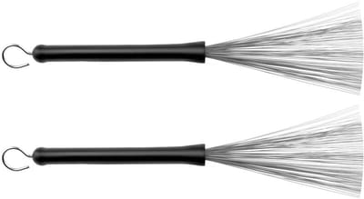 Dailygoods- Drum Borstels Lichtgewicht - Intrekbare Borstels - Rubberen Handvat - Comfortabele Grip - Staalborstel - Zwart - Drumsticks
