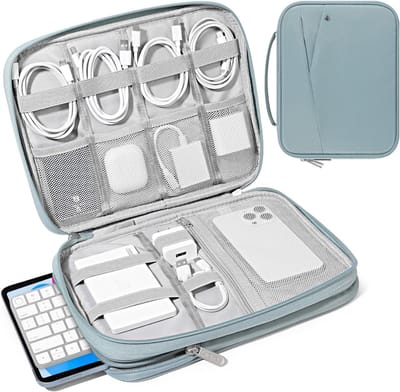 Tabletzak voor 9-11 Inch Tablets, Geschikt voor iPad Pro M4, iPad Air M2, en iPad 10e Gen - Dubbele Laag met Antislip Handvat in Misty Blue