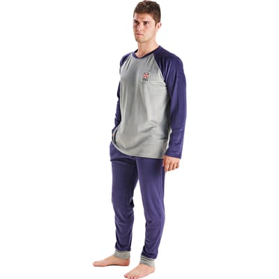 Fluwelen herenpyjama met lange mouwen en ronde hals MU3