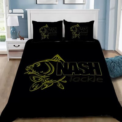 Nash Fishing Logo Dekbedovertrek Kussensloop Beddengoedset Volwassene JongenMeisje Slaapkamerdecoratie Eenpersoons Tweepersoons Groot Formaat US Twin(172x218cm)