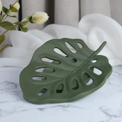 Un porte-savon et un support pour savon imprimés en 3D, conçus pour une utilisation domestique, à placer sur le lavabo de la salle de bain, arborant un style minimaliste 1pc vert