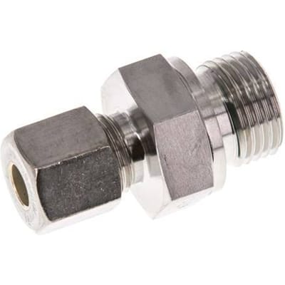 G 1/2'' Buitendraad x 8S RVS Rechte Knelfitting met FKM Afdichting 630 Bar DIN 2353 - FL2S-MO-STFP-012G-08-S