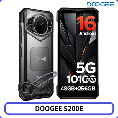 DOOGEE S200E Robuuste Telefoon AI Assistent 48GB+256GB 6.72" 120Hz Scherm Dimensity 7050 100MP Camera 10100mAh NFC WiFi6 Android 16 Smartphone