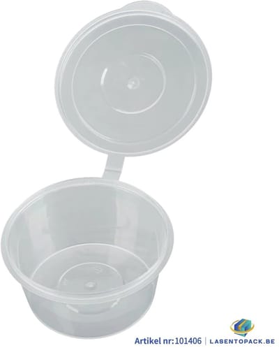 100x Sauscup met Vast Deksel PP 200 cc Transparant Covercup 8oz Ø95mm