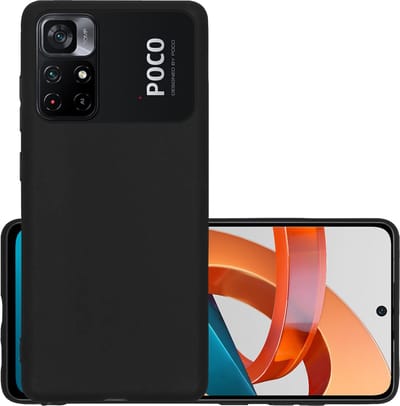 Hoesje - Geschikt voor Xiaomi Poco M4 Pro 5G - Sterk & Shockproof - Hoes Cover - Siliconen Case - Zwart