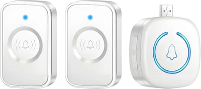 Draadloze Deurbel - Deurklok Alarm - Bezoekers Ontvangen - 150m Bereik - 1 Deurbel 2 Drukknop - Wit