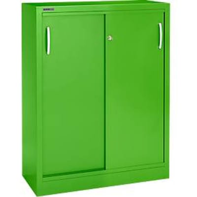 Schäfer Shop Select Schuifdeurkast, 3 ordnerhoogten, B 1200 mm, appelgroen RAL 6018