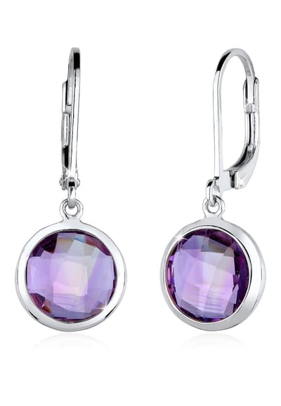 Elli - Oorbellen - Dames met Amethist Edelsteen Paars in 925 Sterling Zilver - Dames