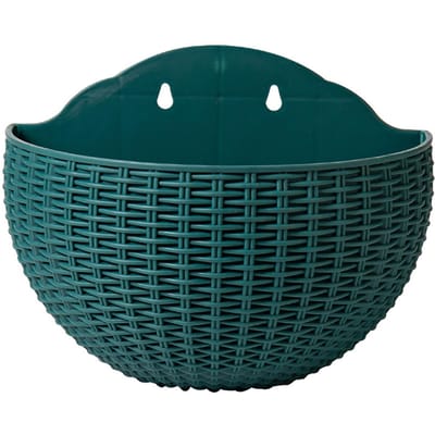 Imitatie Rotan Wanddecoratie Halfronde Bloempot Zonder Boren Hangende Bloemenmand Balkon black