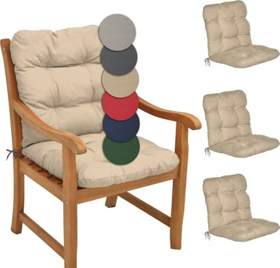Beautissu Flair NL – Set van 4 Tuinkussen Lage Rug Natuur – 100x50 cm – Zitkussen Matraskussen voor Tuin Meubelen