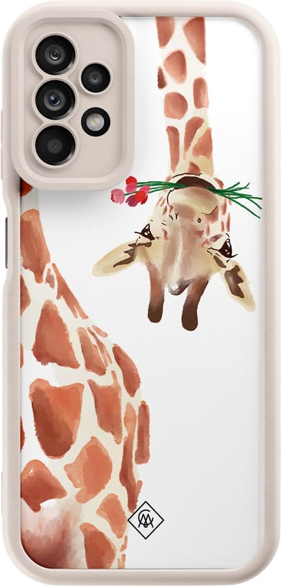 Casimoda® hoesje - Geschikt voor Samsung Galaxy A23 - Giraffe - Zwart TPU Backcover - Giraffe - Bruin/beige
