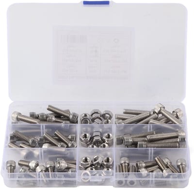 Dailygoody - Roestvrij stalen zeskantbouten - Cilindrische kopbouten set - Voor reparatie en montage - 90 stuks in opbergdoos - Geschikt voor professi...