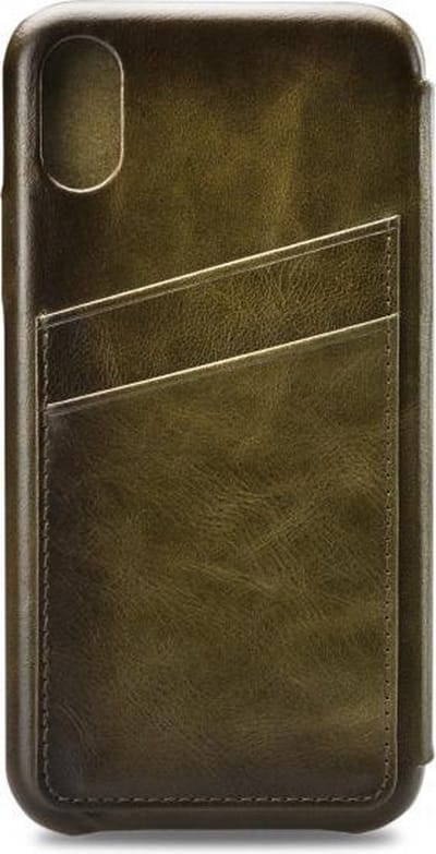 Senza Desire Skinny Leren Bookcase Hoesje - Geschikt voor iPhone XS / X - Burned Olive