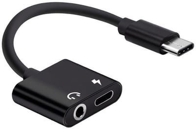 USB-C (type-c) Male naar 3.5MM jack AUX Female + USB-C female - koptelefoon speaker headset adapter kabel - geschikt voor o.a. telefoon en laptop - zwart