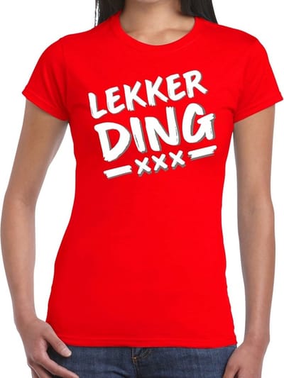 Lekkerding tekst t-shirt rood dames S