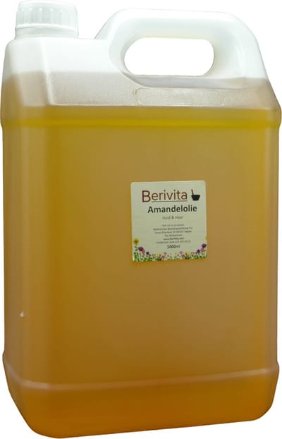 Amandelolie 5 Liter - Puur, Koudgeperst, Onbewerkt en Hexaanvrij - Zoete Amandel Olie voor Huid en Haren - Sweet Almond Oil, Prunus Dulcis
