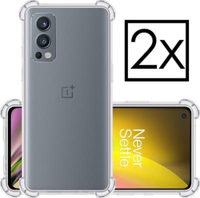 Hoesje - 2 Stuks - Geschikt voor OnePlus Nord 2 - Sterk & Shockproof - Siliconen Case - Back Cover - Telefoon Hoes Shock Proof - Transparant