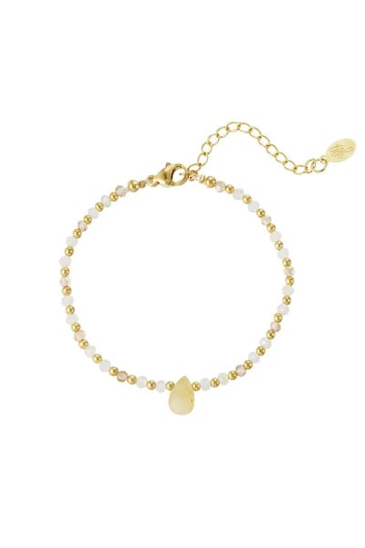 yw yehwang- Kralenarmband met druppel bedel - gebroken wit