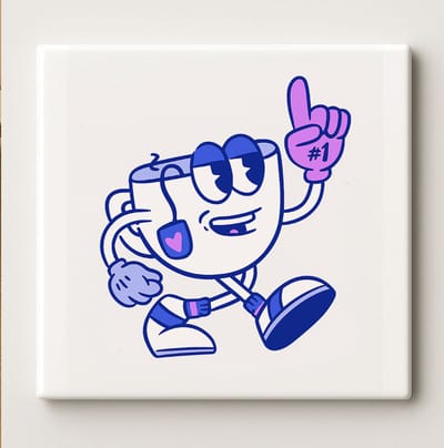 Schattige Koffiekop Personage Tegel – Leuke Cartoon Keramische Tegel 15×15 cm voor Keuken, Kantoor & Wanddecoratie