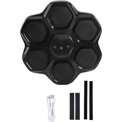 Muziek Boksmachine met Handschoenen, Slimme Muzikale Boksmachine Wandmontage Bokstrainer met 9 Without Gloves zwart