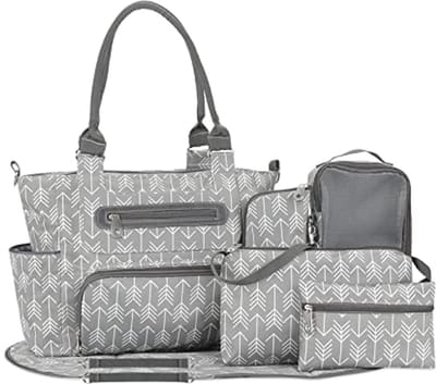 7-delige multifunctionele luiertas voor baby's - met aankleedkussen en kinderwagenriemen, ideaal voor onderweg