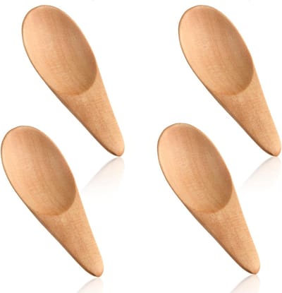 Set van 4 mini houten lepels van 7 cm - Kleine lepel voor zout, suiker, jam en kruiden