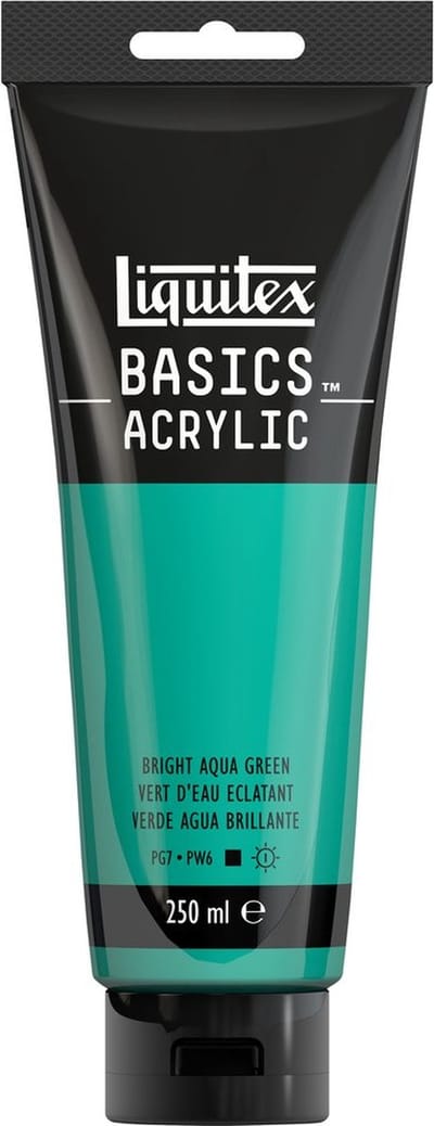 Liquitex 88700233 Basics Acrylverf Bright Aqua Green – 250 ml | Kunstenaars Acrylverf | Middelmatige Viscositeit | Lichtechte Kleur voor Schilderen & Canvas