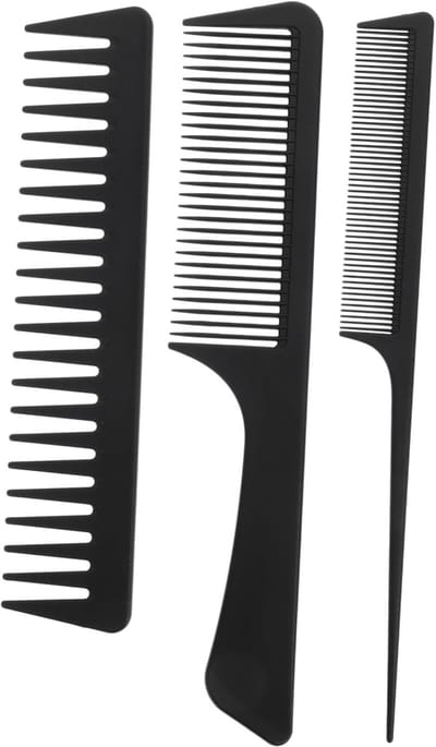 Kapperskam Set - Haarstyling Tools - Professioneel Gebruik - Antistatisch Ontwerp - 19 x 4 cm - Zwart
