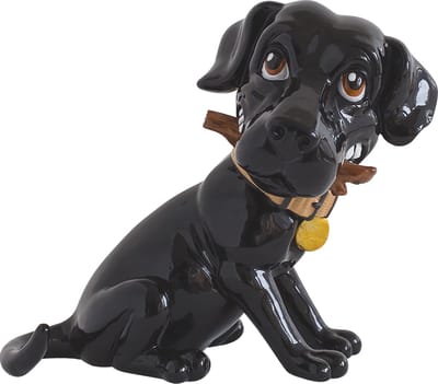 MadDeco - ludiek beeldje zwarte labrador pup - polystone - 12 cm hoog - onze kleine vriendjes