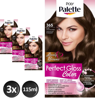 Poly Palette Perfect Gloss 365 Chocolade Haarverf - 3 stuks - Voordeelverpakking