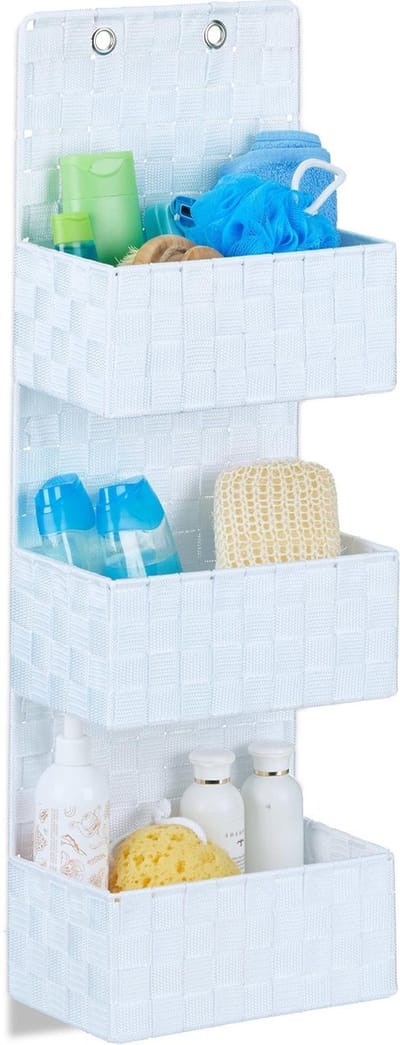 hangende opberger - met 3 vakken - deur organizer - 75 x 25 x 15 cm - wand - wit