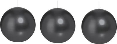 Trend Candles Bolkaars glad - 3x - zwart - 8 cm - 25 branduren - ronde kaarsen