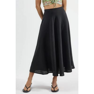 Hoge Taille Textuur A-Lijn Maxi Rok